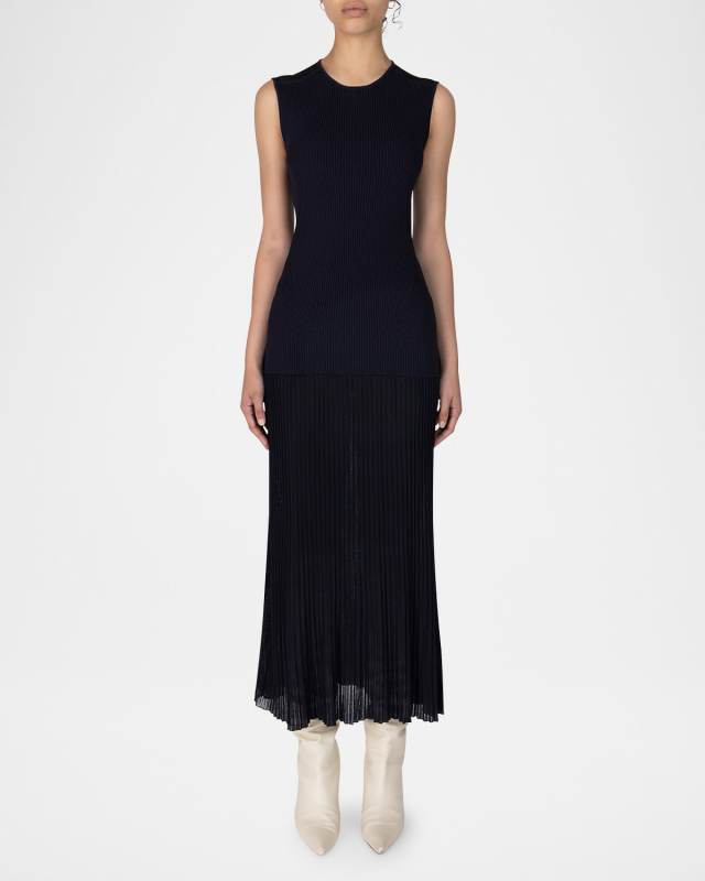Lecco Sleeveless Pleated Midi Dress